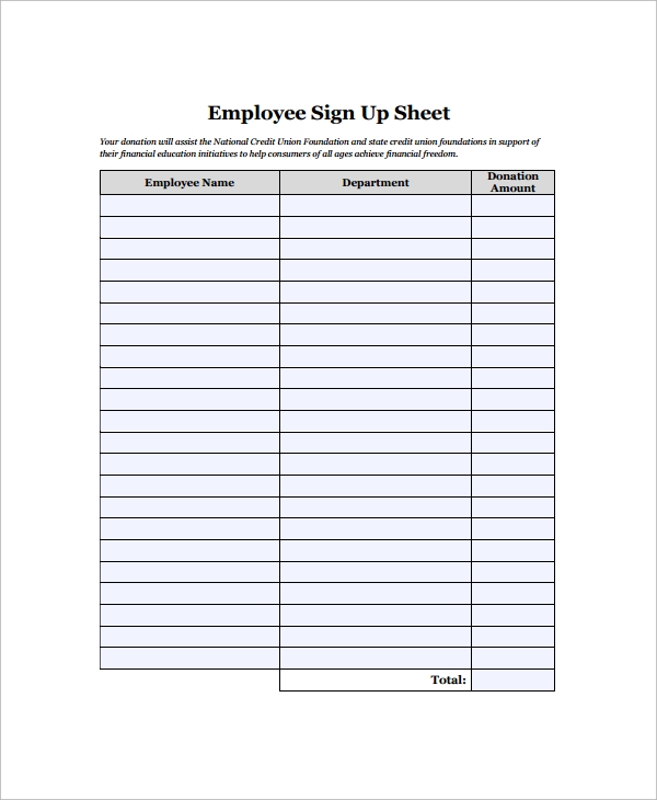 free printable sign in sheet template