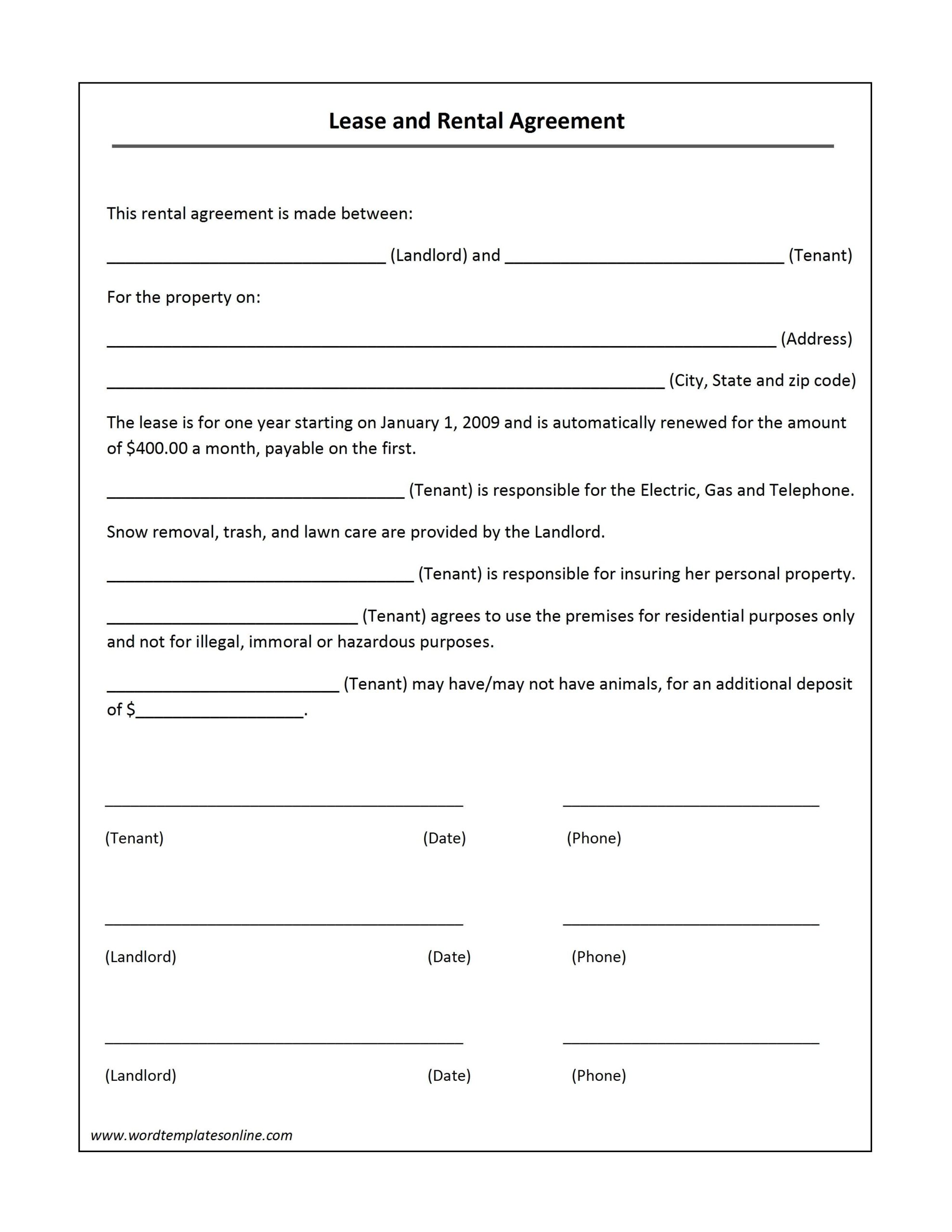 Printable Free Spanish Rental Agreement Template Printable Word Searches