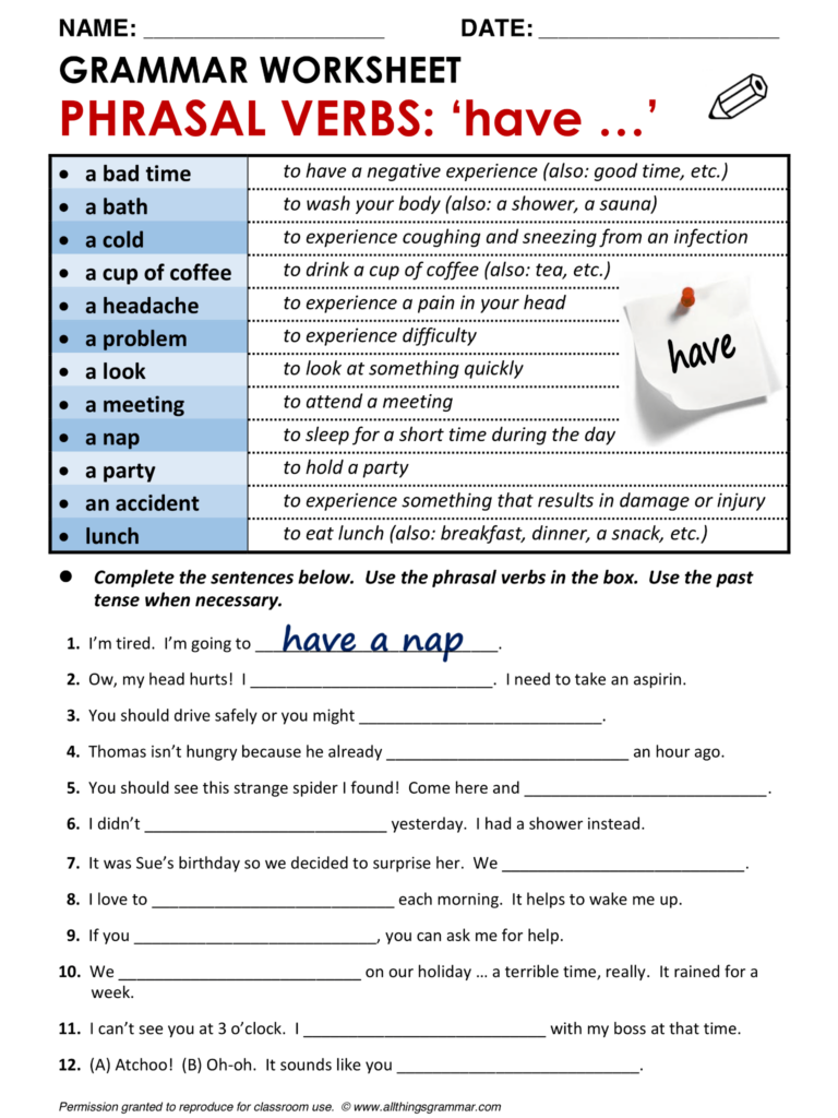 grammar worksheets middle school
