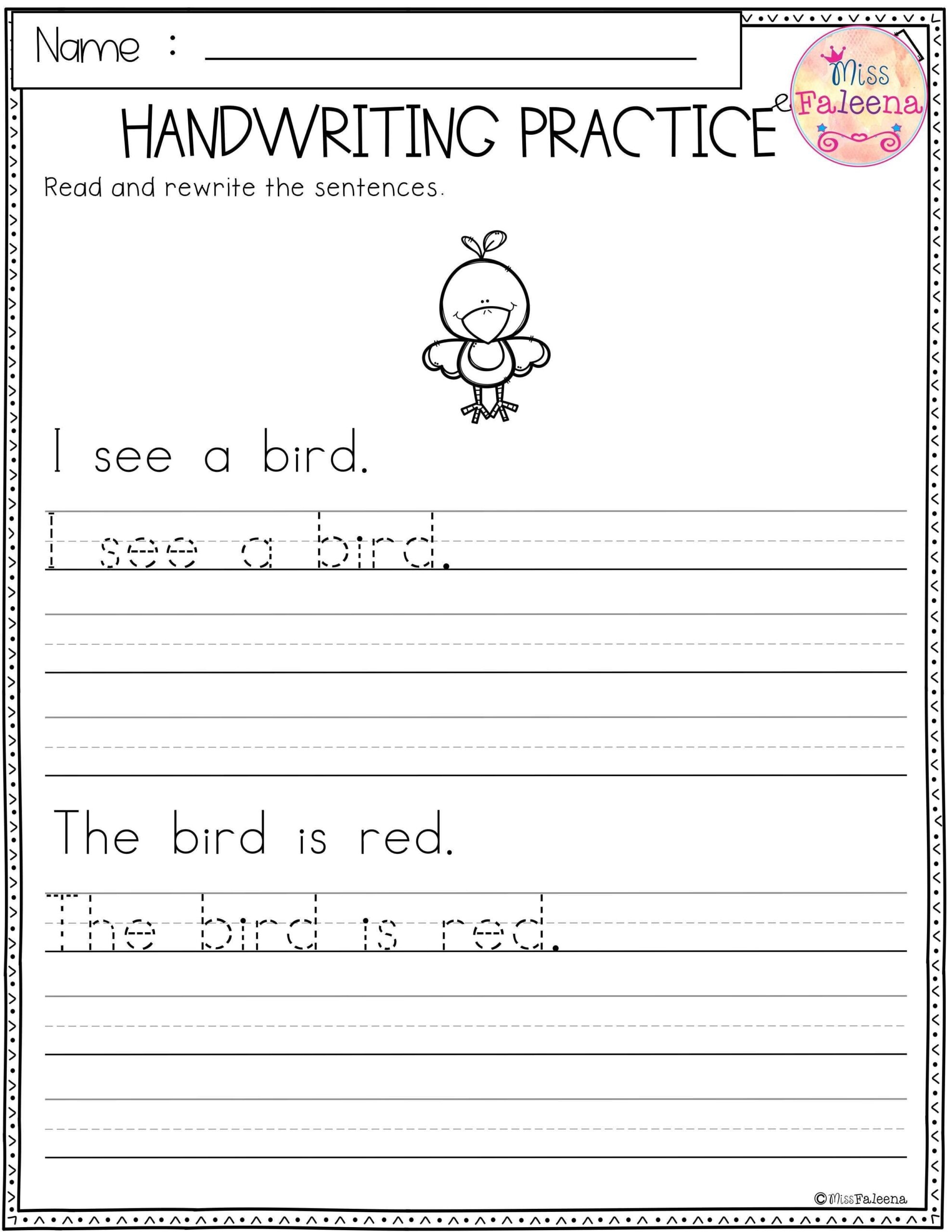 writing for kindergarten worksheets