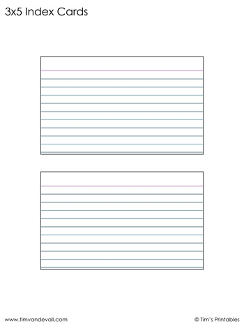 Printable Index Cards 3x5 PDF Tim 39 s Printables