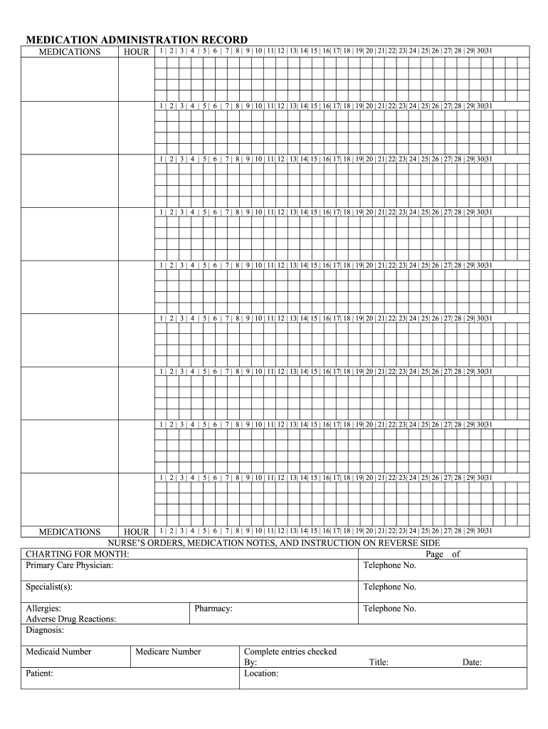 free printable medication administration record template