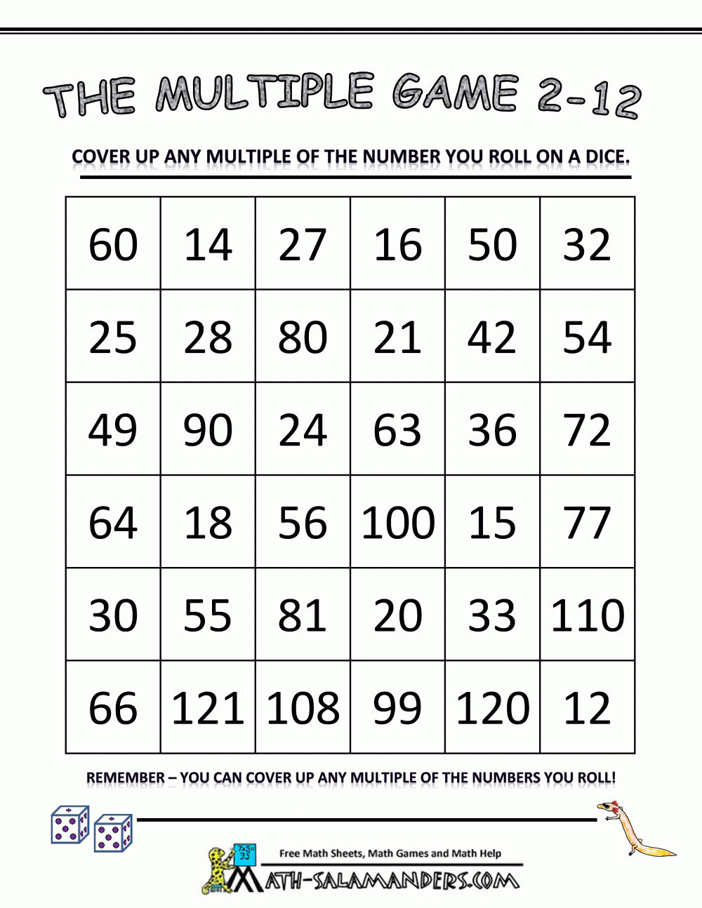 Printable Multiplication Matching Game PrintableMultiplication
