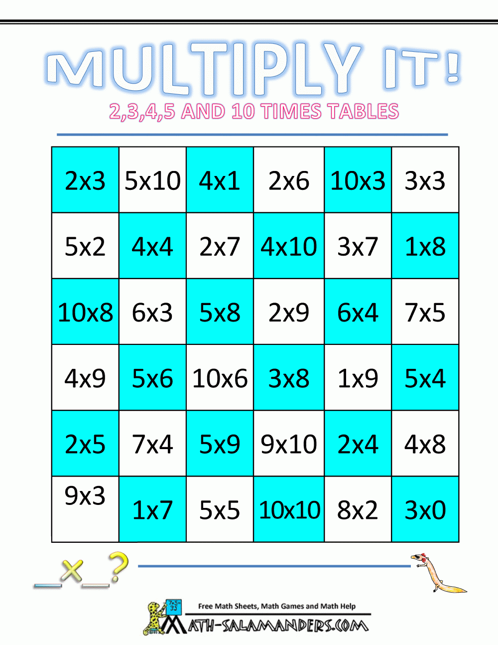 Printable Multiplication Memory Game PrintableMultiplication