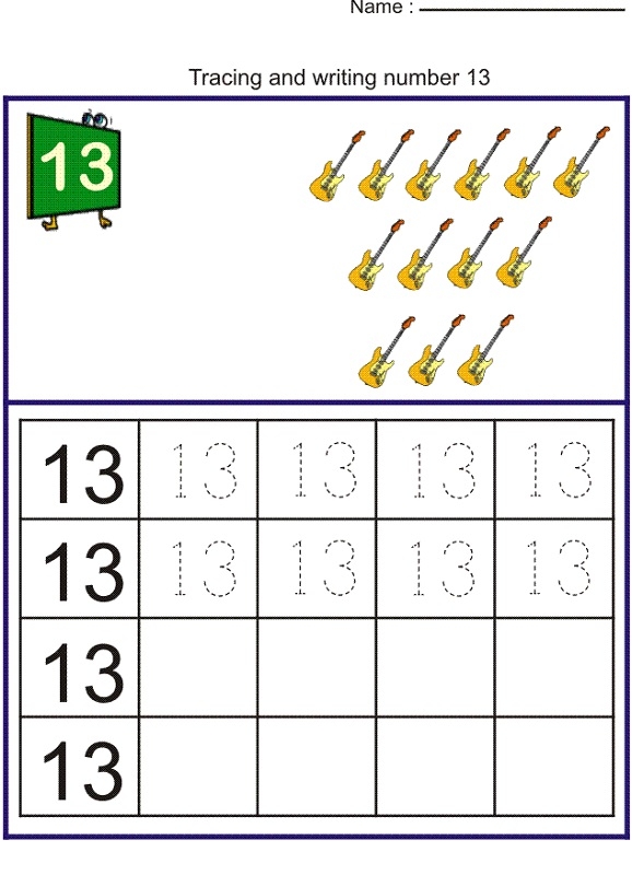Printable Number 13 Worksheet Preschool Printable Calendars AT A GLANCE