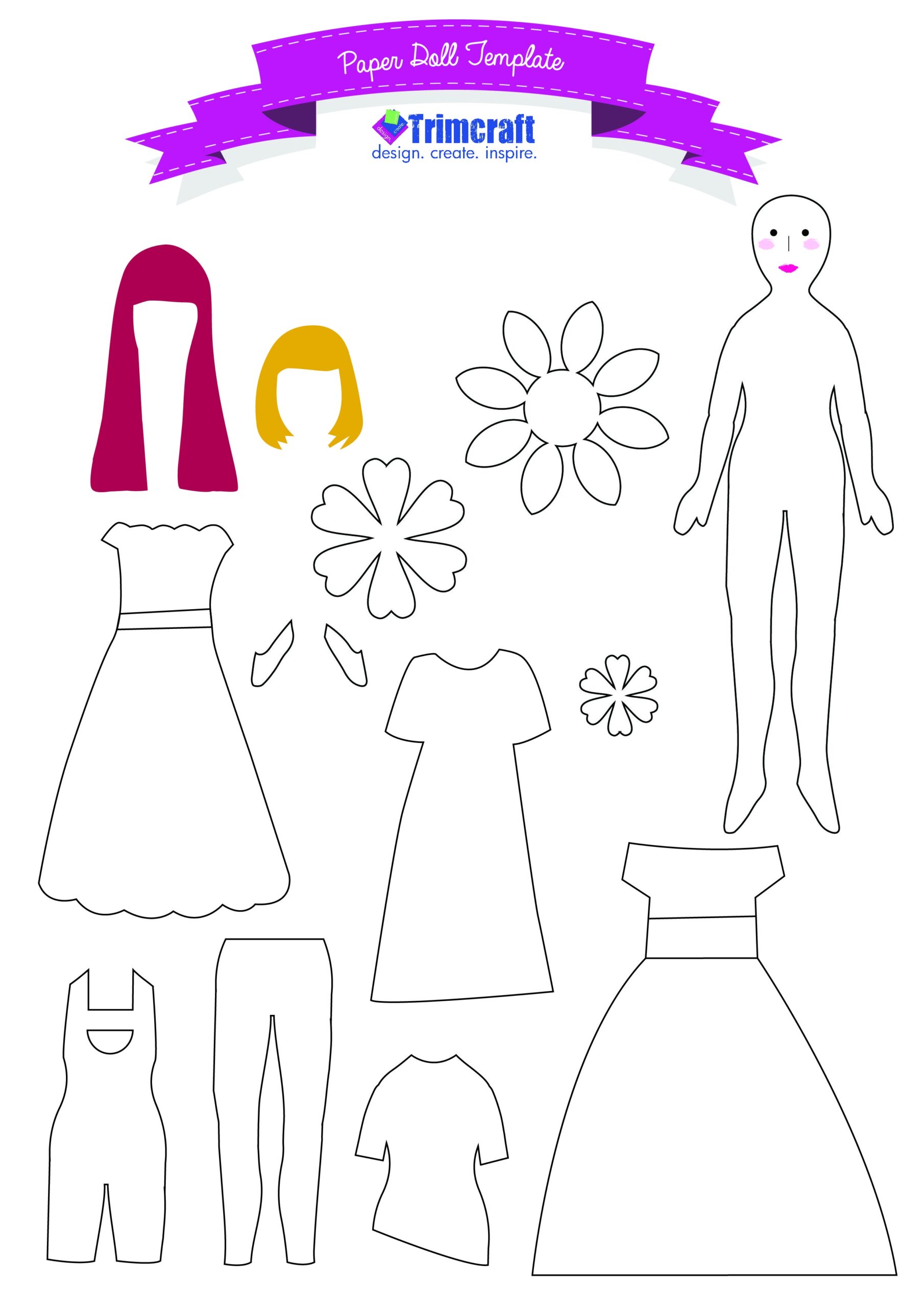 paper doll template free printable