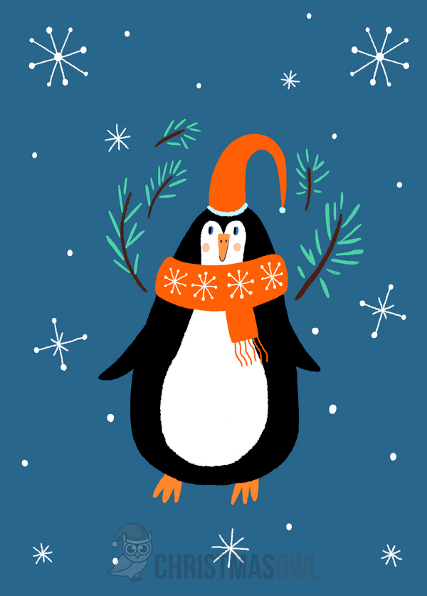 Printable Penguin Christmas Card