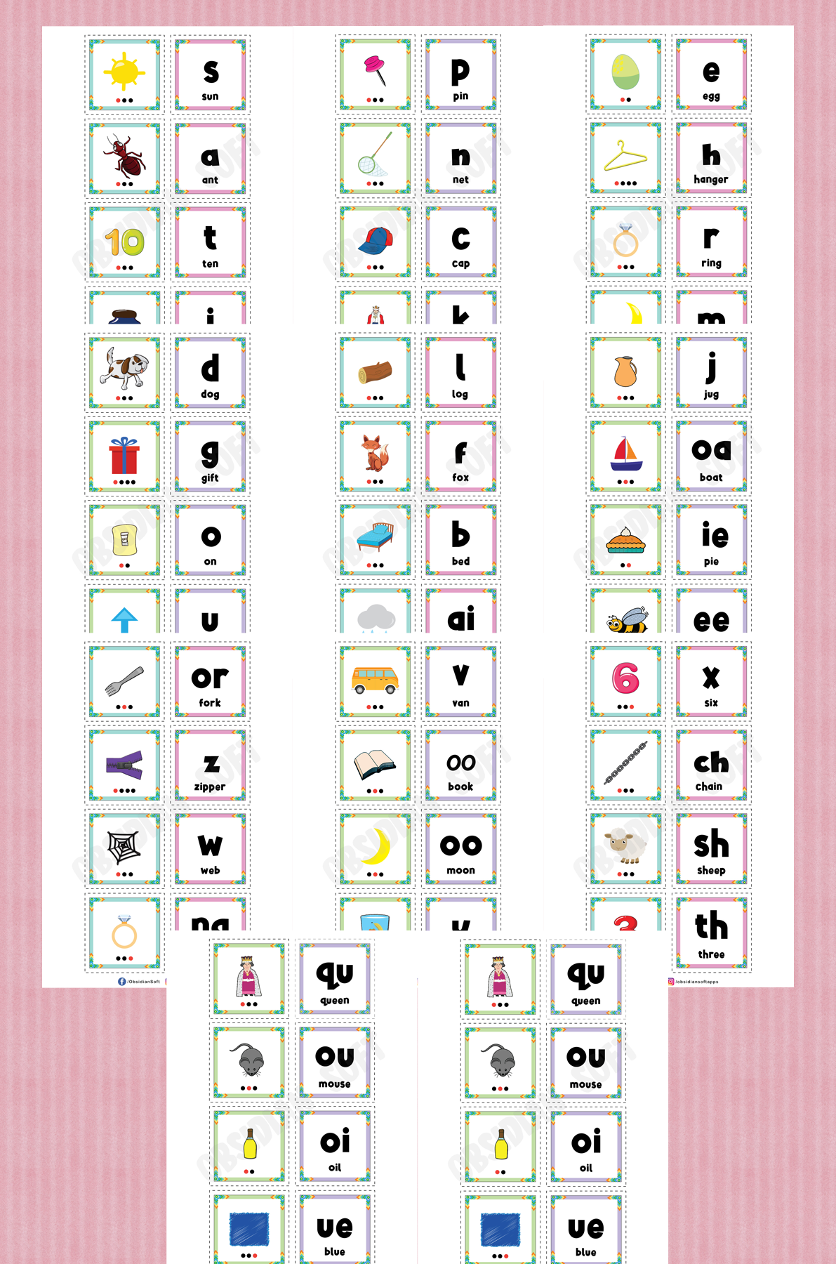 phonics printable cards