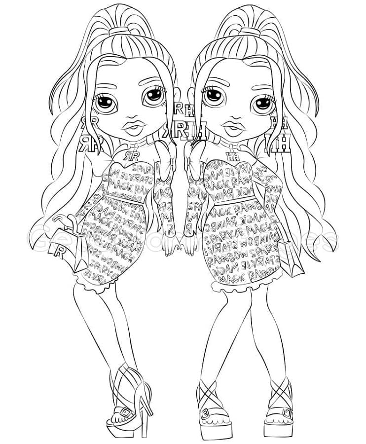 Printable Rainbow High Cute Dolls Coloring Page Free Download And