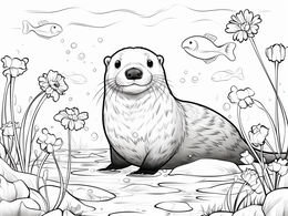 Printable River Otter To Color Coloring Page