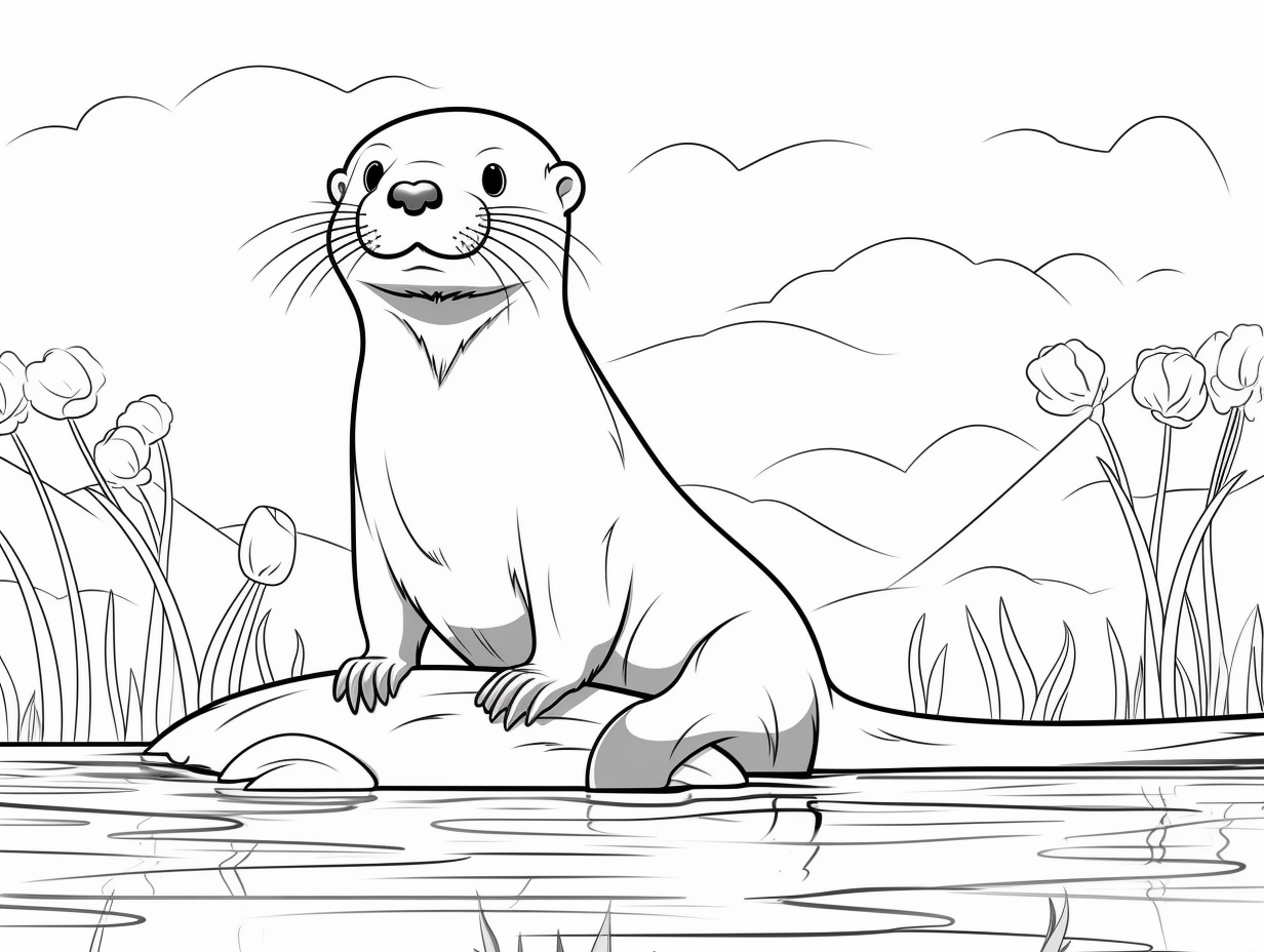 Printable River Otter To Color Coloring Page