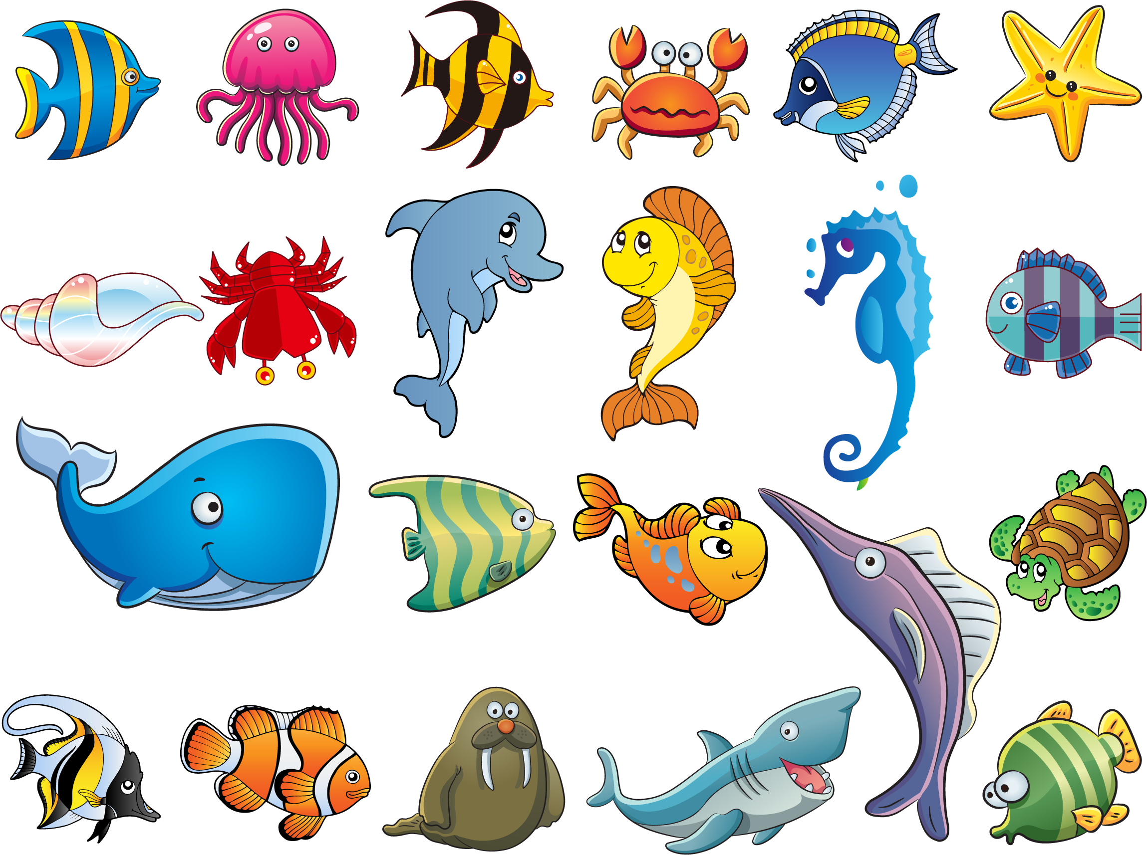 Printable Sea Creatures Clipart