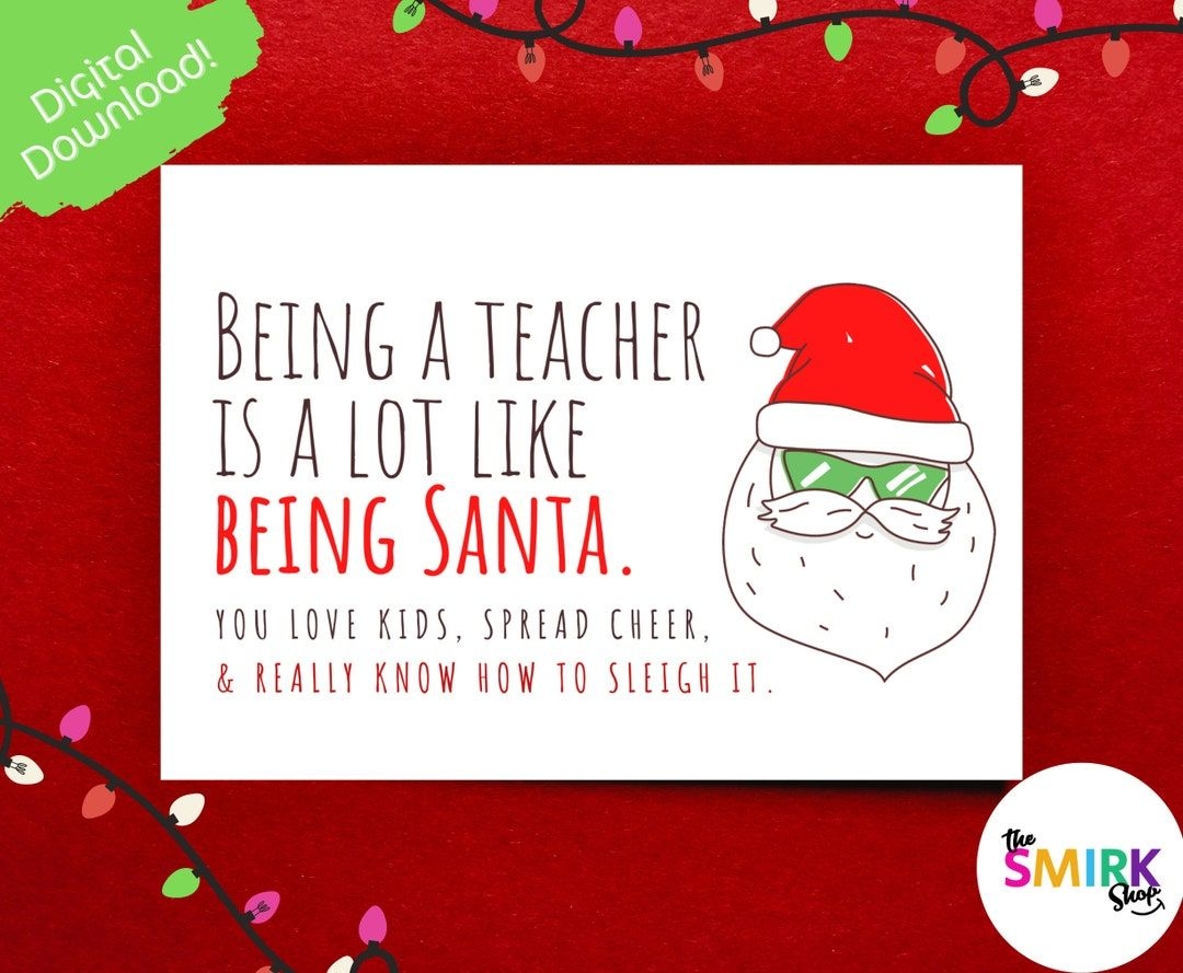 Printable Teacher Holiday Card Teacher Christmas Card Holiday Teacher 