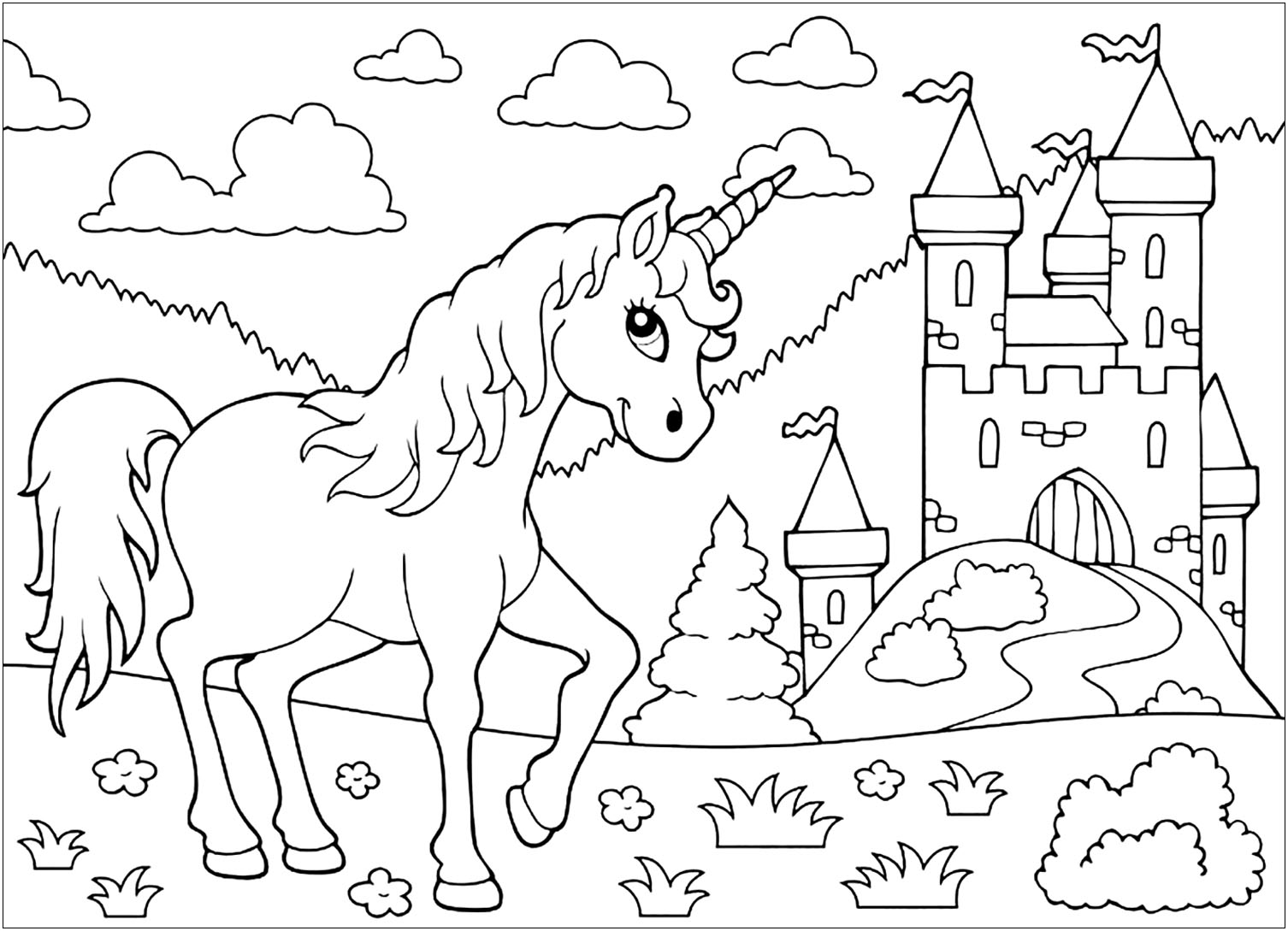 Printable Unicorn Kids Coloring Pages Litybasics