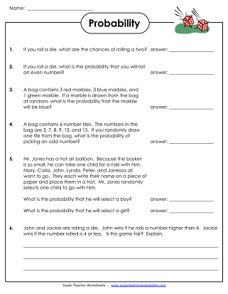 Probability Worksheets Worksheets Library