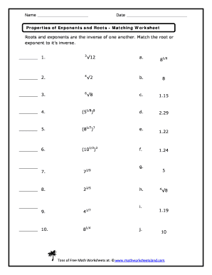 Properties Of Integer Exponents Worksheet Pdf Fill Online