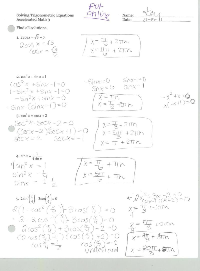 Proving Trigonometric Identities Worksheet With Answers Function 