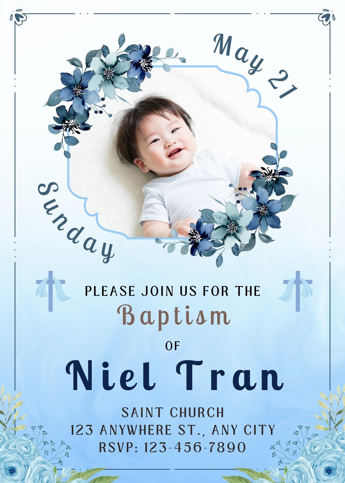 Purple Baptism Christening Invitation Boy Template 40 OFF
