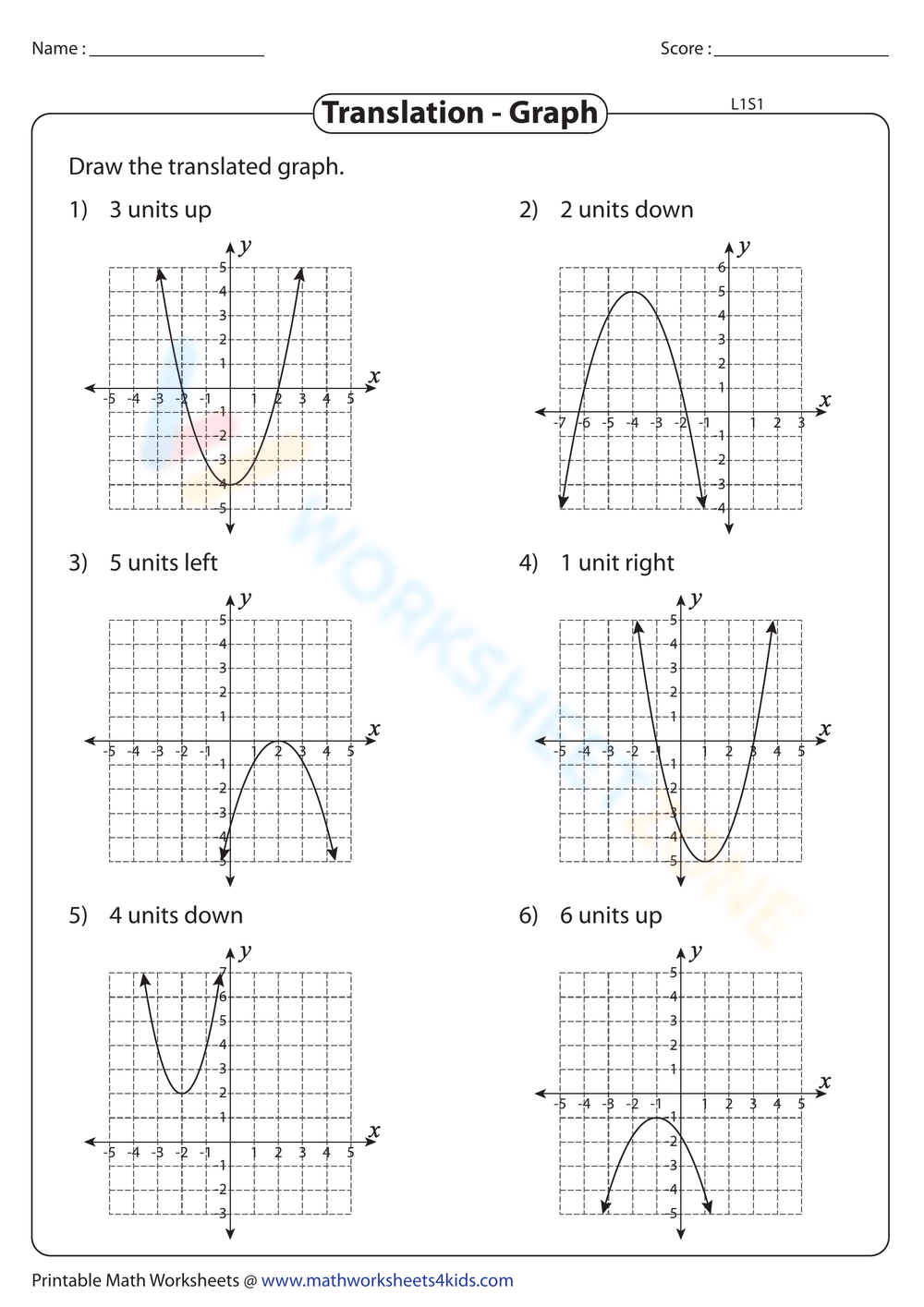 functions and transformations worksheet