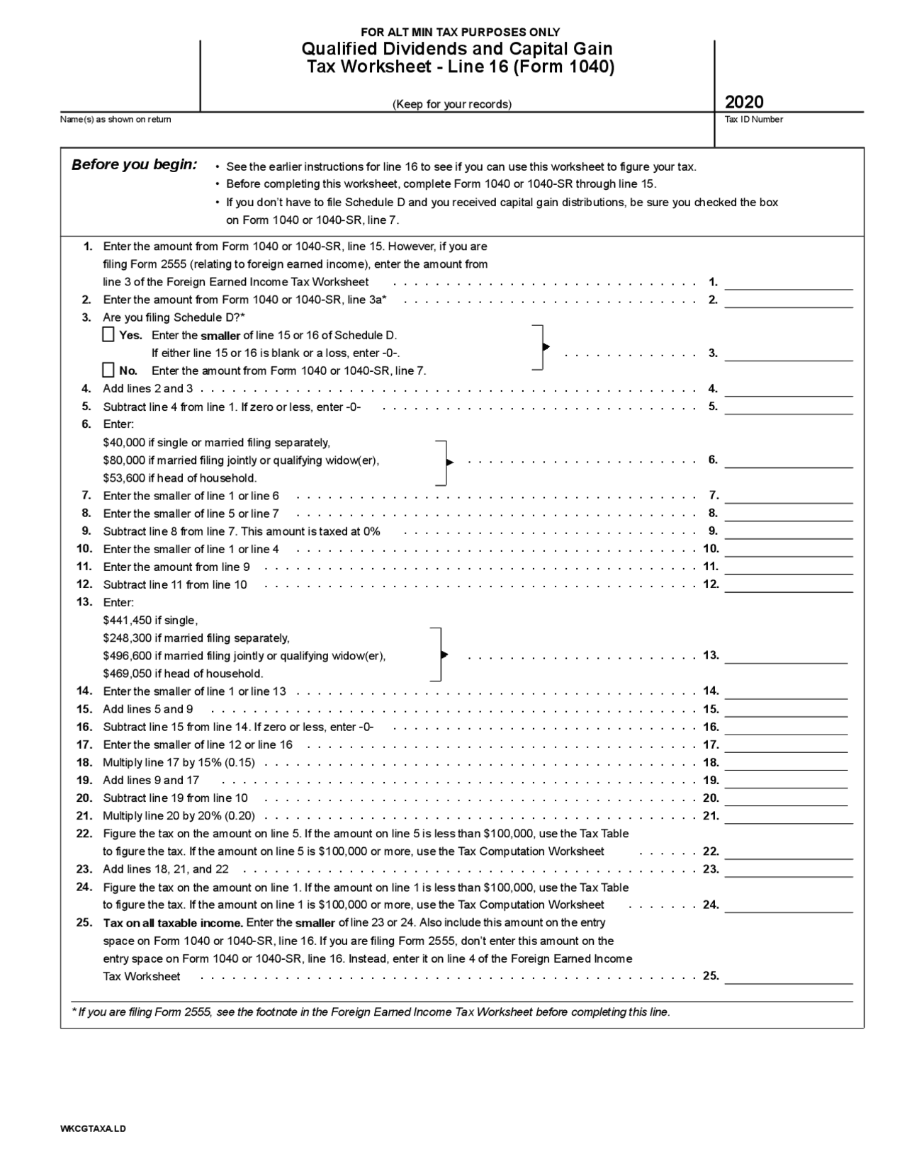 2023 qualified dividends and capital gain tax worksheet
