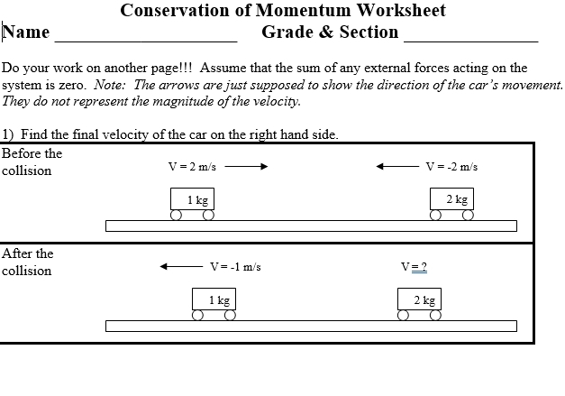 Qualitative Impulse Momentum WS Worksheets Library