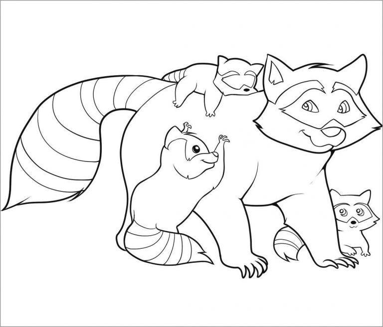 Raccoon Mom And Baby Coloring Page ColoringBay