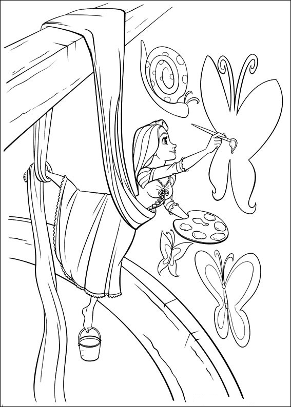 Rapunzel Painting Coloring Page Free Printable Coloring Pages For Kids