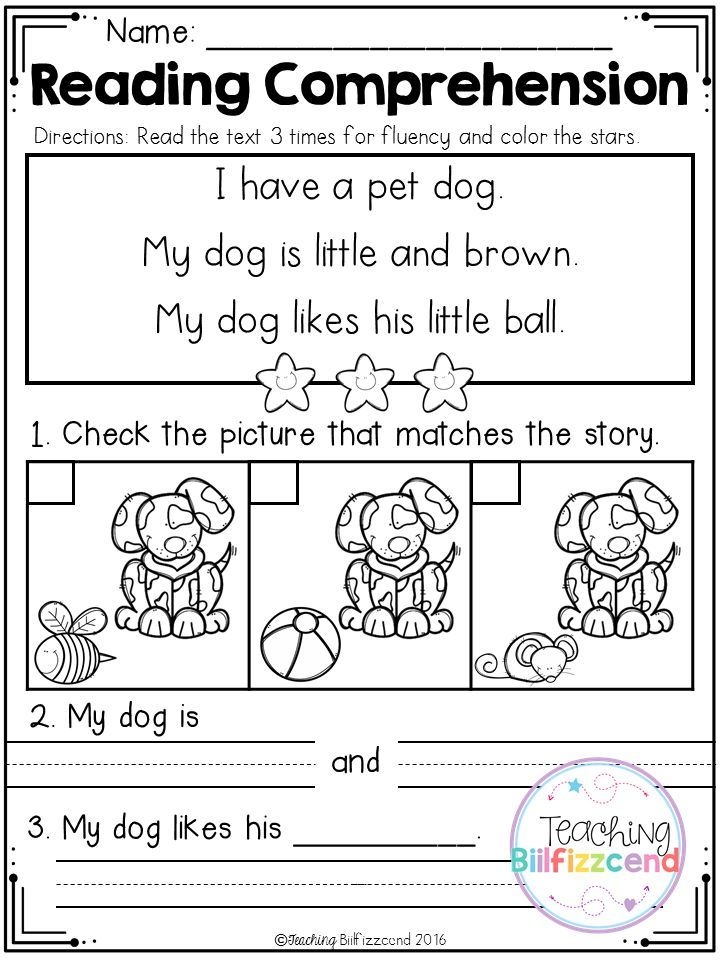 comprehension for kindergarten worksheets