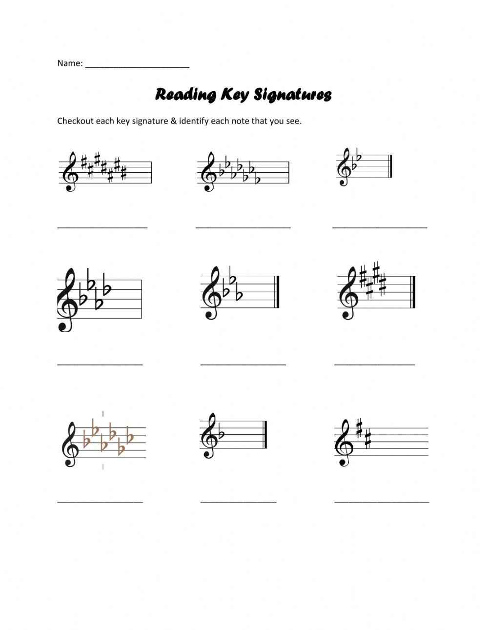 Reading Key Signatures Worksheet Live Worksheets Worksheets Library