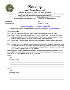 Reading Merit Badge Worksheet Complete With Ease AirSlate SignNow 