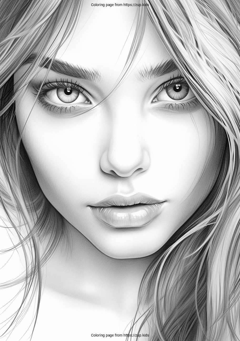 printable coloring pages realistic girl