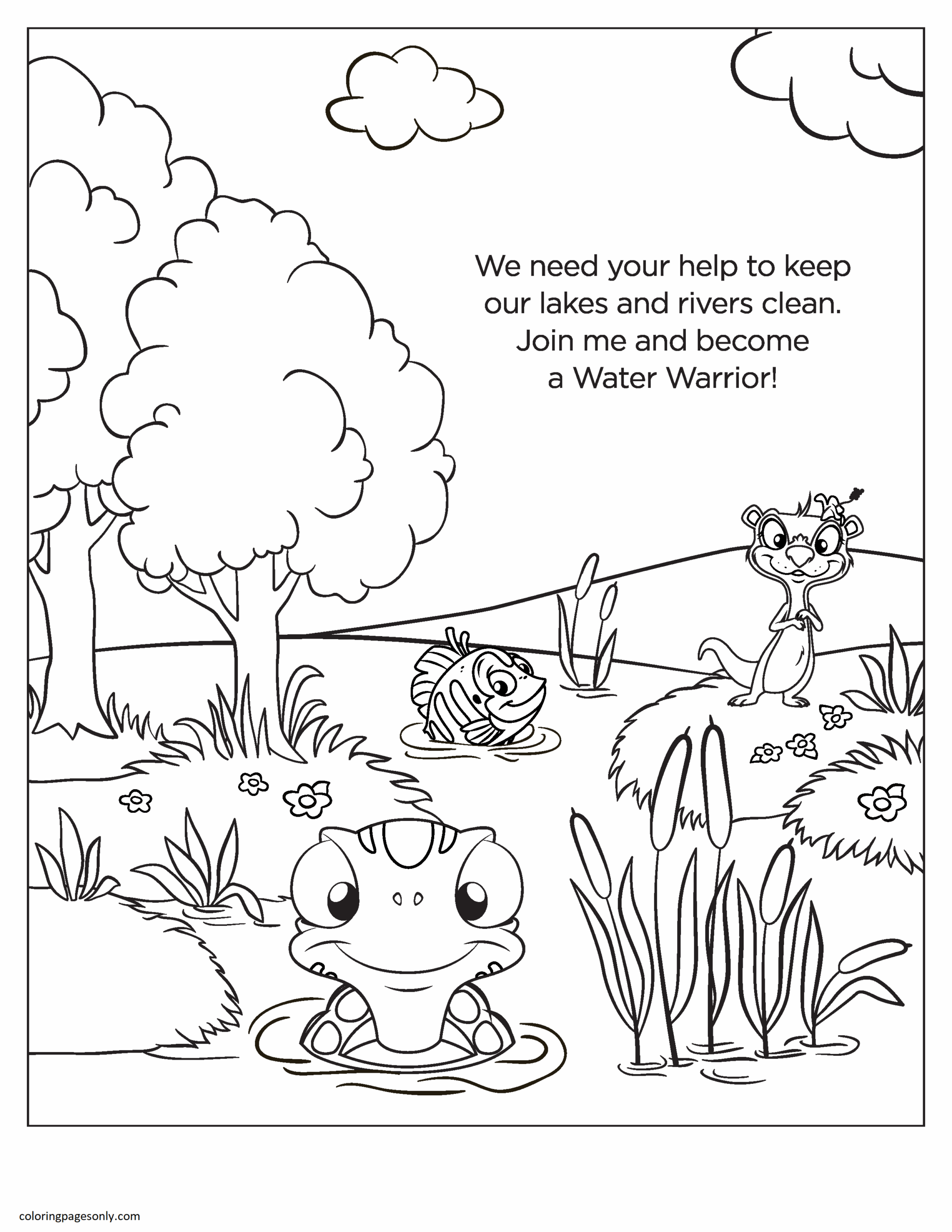 Rivers And Animal Nature Coloring Page Free Printable Coloring Pages
