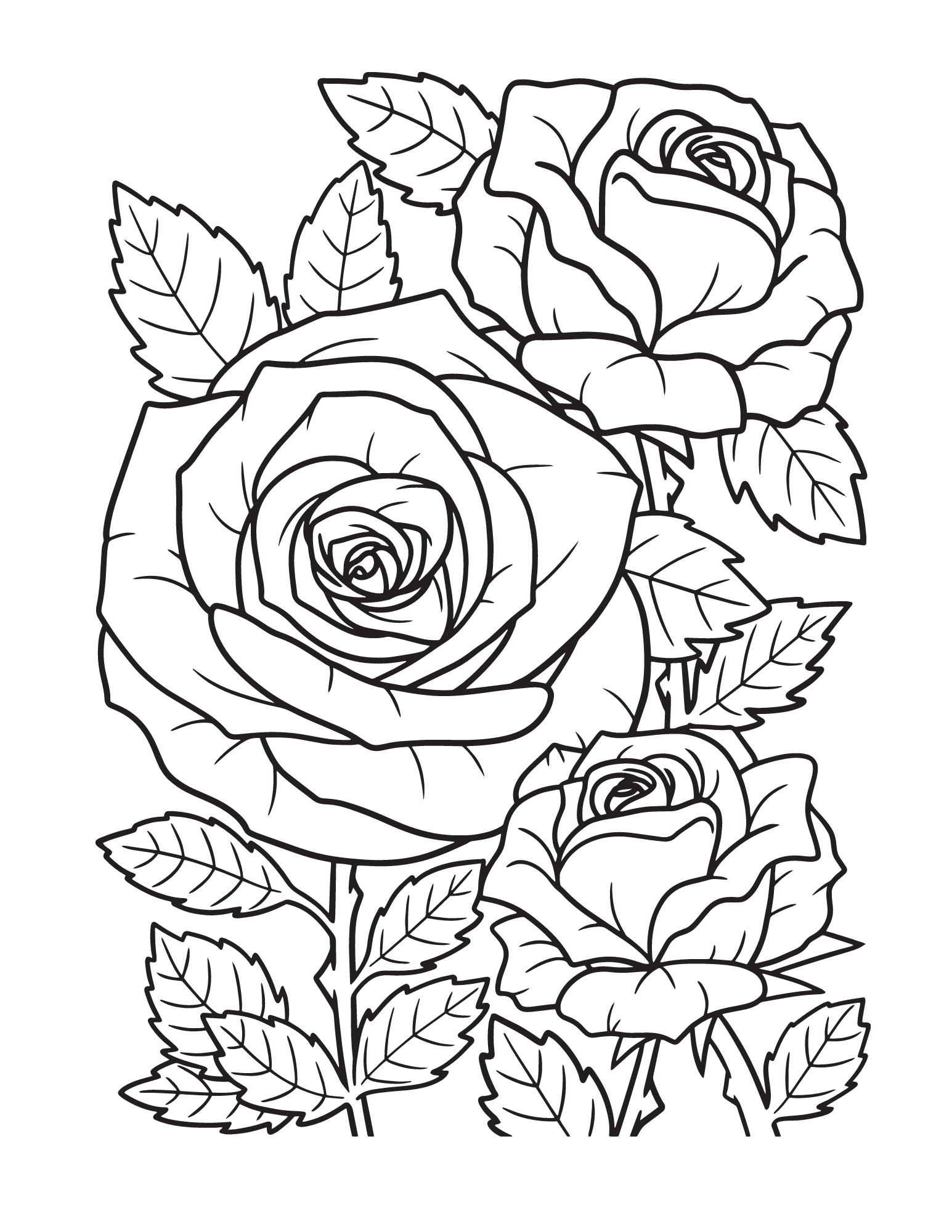 Rose Coloring Pages For Kids And Adults Flower Coloring Pages Rose