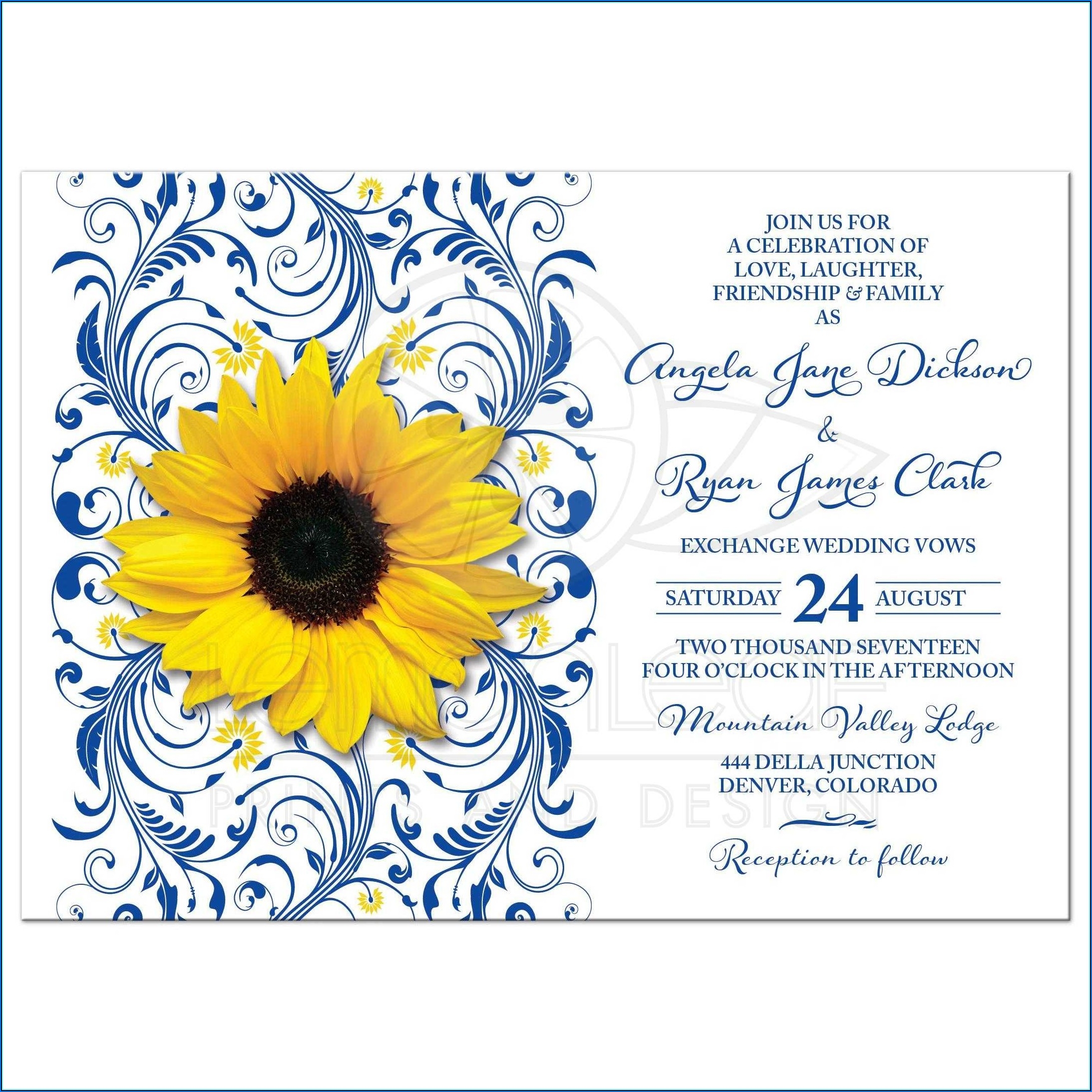 Royal Blue And Yellow Wedding Invitation Templates Free Template 2 