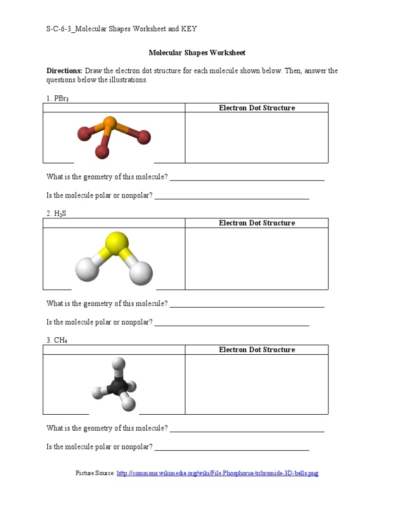 S C 6 3 Molecular Shapes Worksheet And KEY PDF Worksheets Library