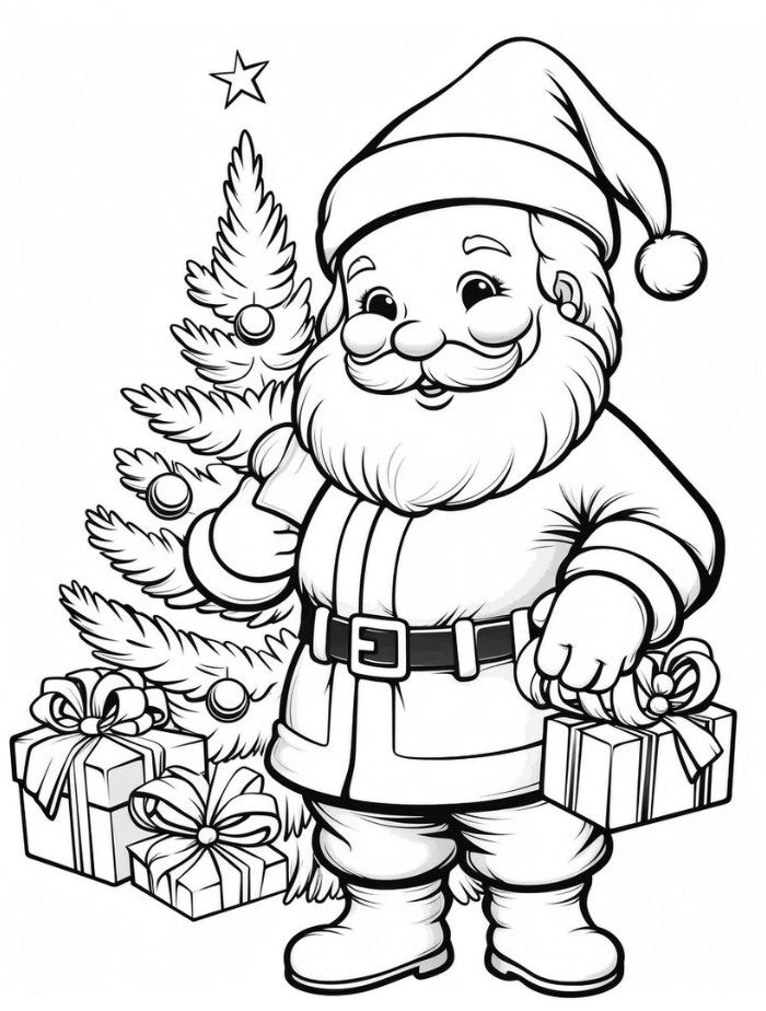 santa coloring pages free