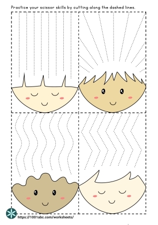 Scissor Skills Cutting Practice Hair Preschool Worksheets