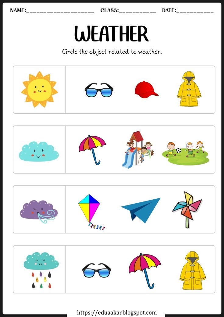 Seasons Worksheets For Kindergarten Weather Activities Preschool