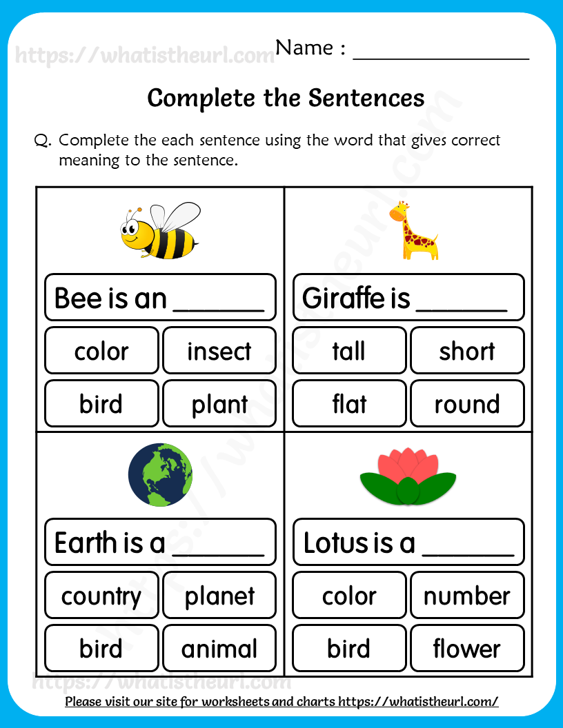Select The Correct Word To Complete The Sentence ELA Worksheets 