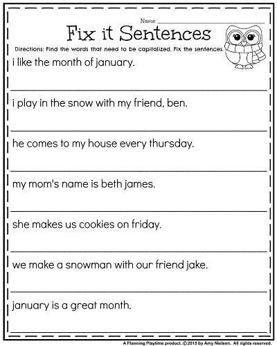 correcting sentences worksheets