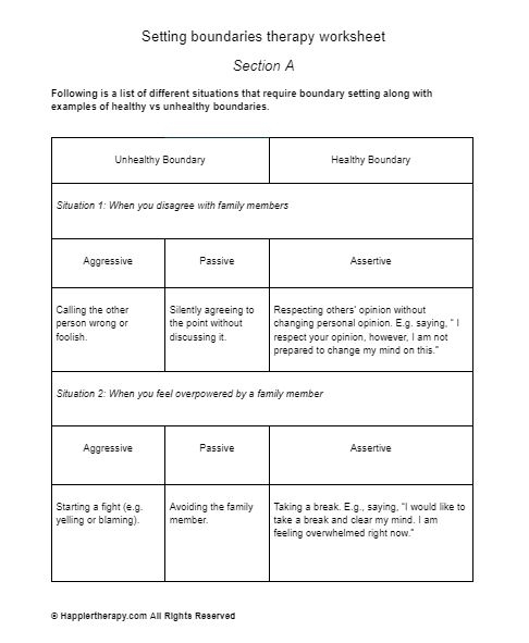 Setting Boundaries Therapy Worksheet HappierTHERAPY Worksheets Library