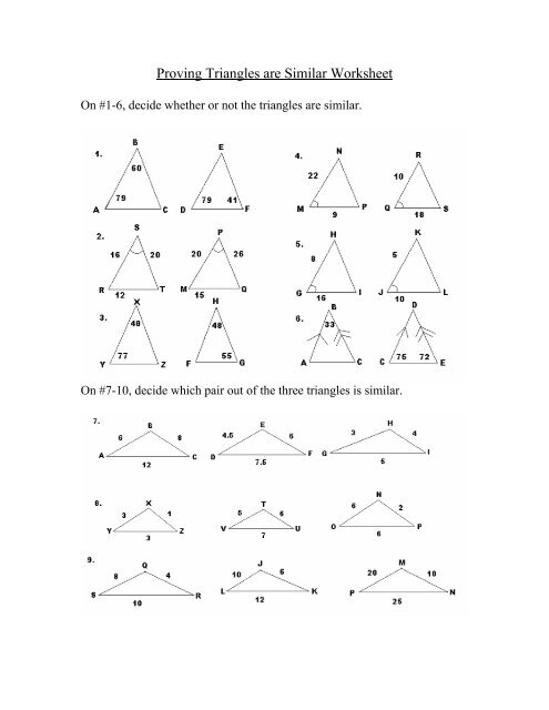 triangle similarity worksheet