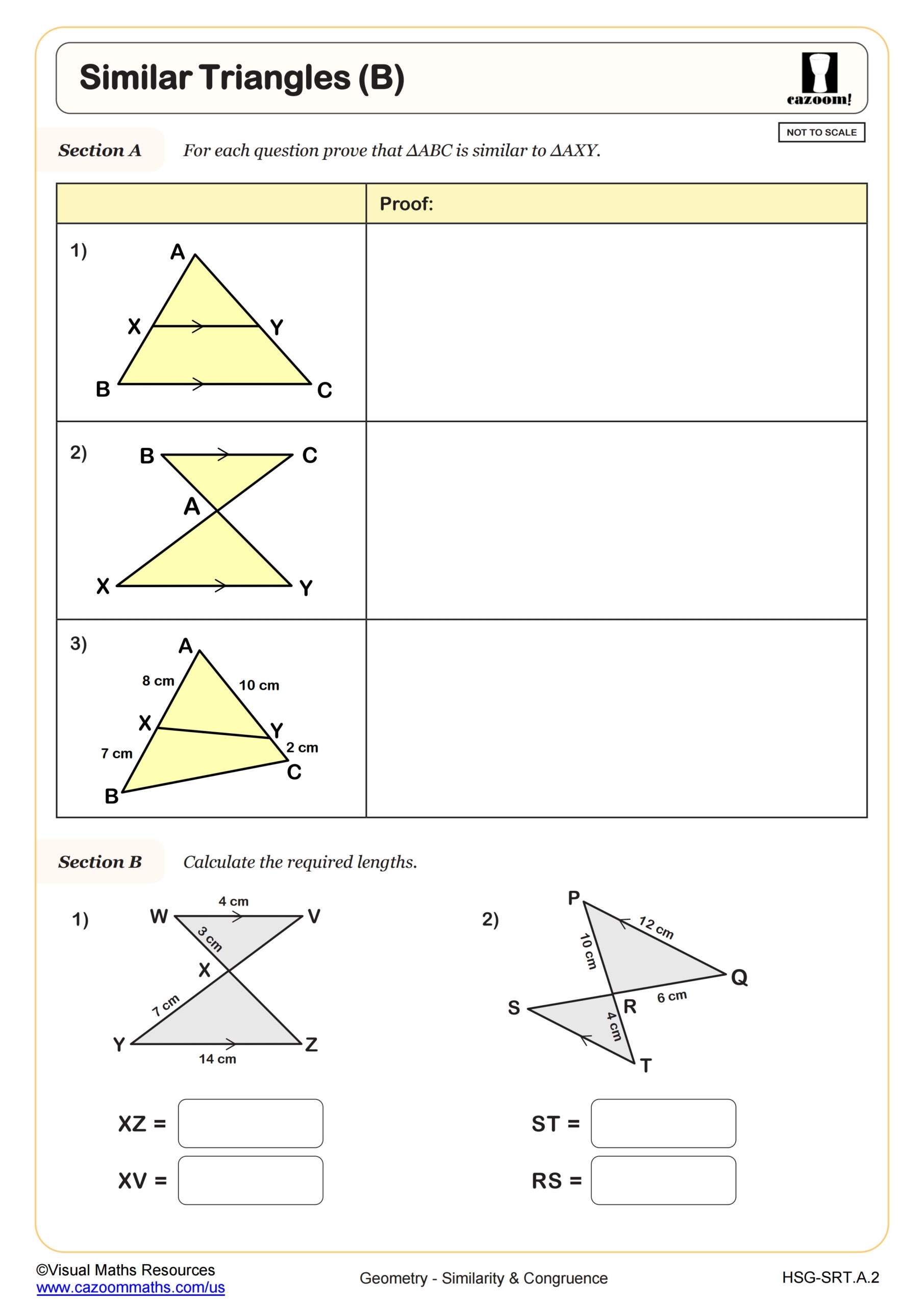 Similar Triangles A Worksheet PDF Printable Geometry Worksheet 