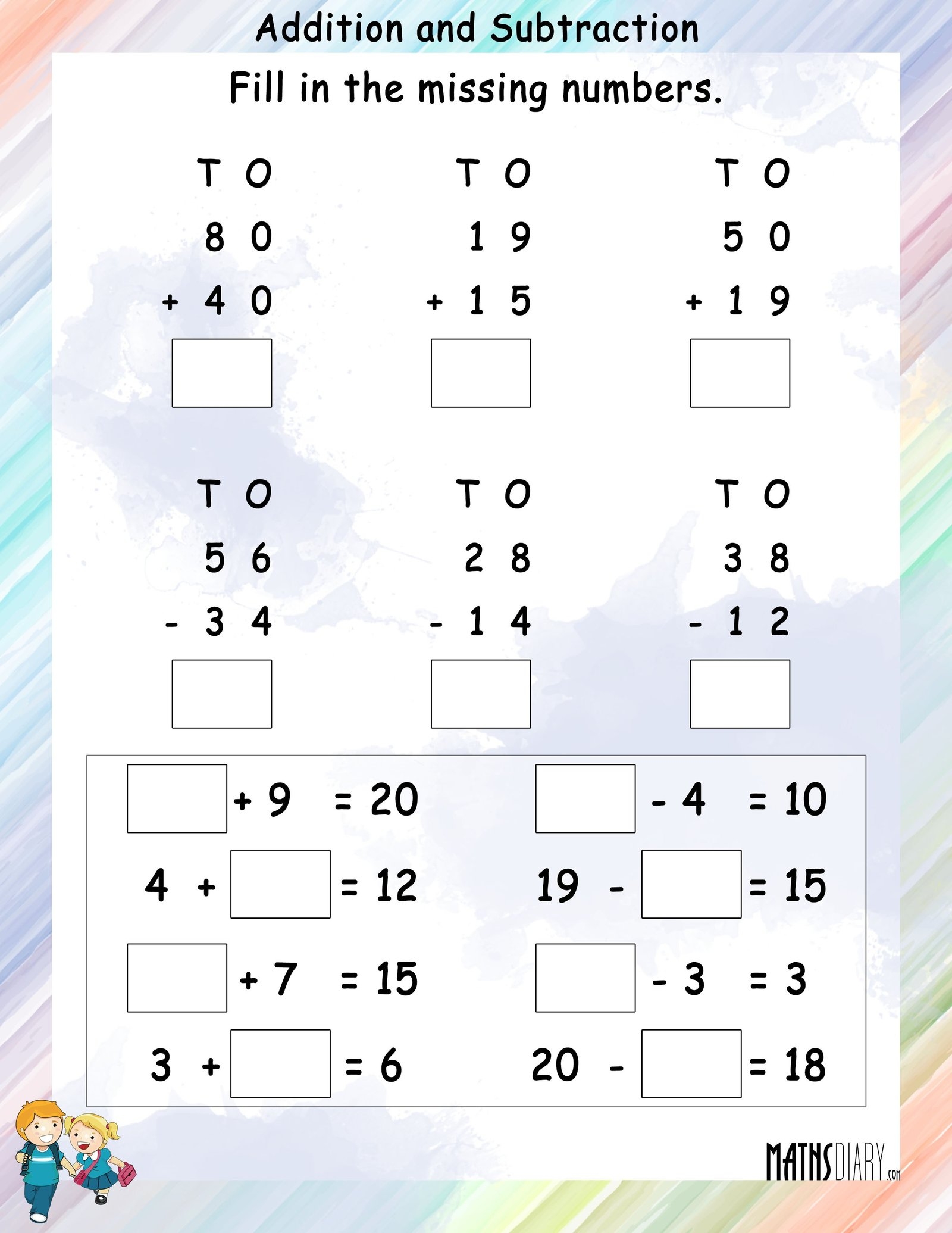 Simple Addition And Subtraction Questions