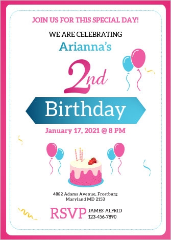 Simple Birthday Invitation Card In Ms Word Bios Pics