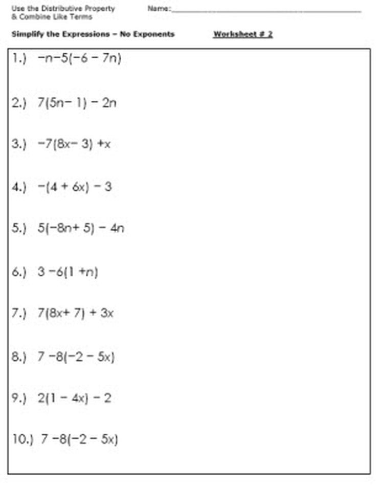 Simplifying Expressions Algebra 1 Worksheet Equations Worksheets