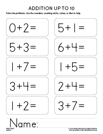 Single Digit Addition Worksheet 6 PrimaryLearning Org Worksheets 