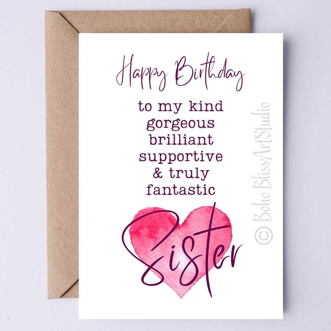 Sister Birthday Card PRINTABLE Card For Sister Affirmations Birthday