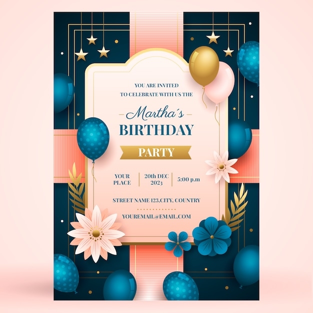 birthday party invitation card template free