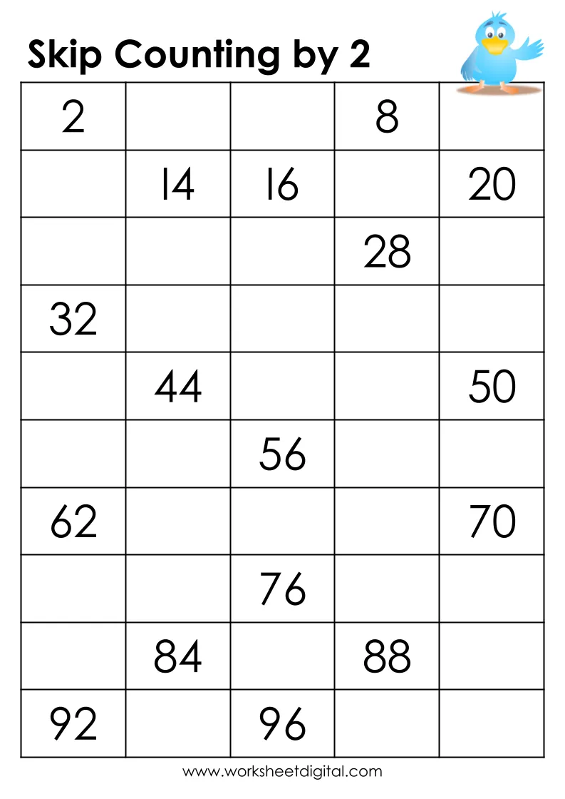 Skip Counting By 2 Worksheet Digital Worksheets Library